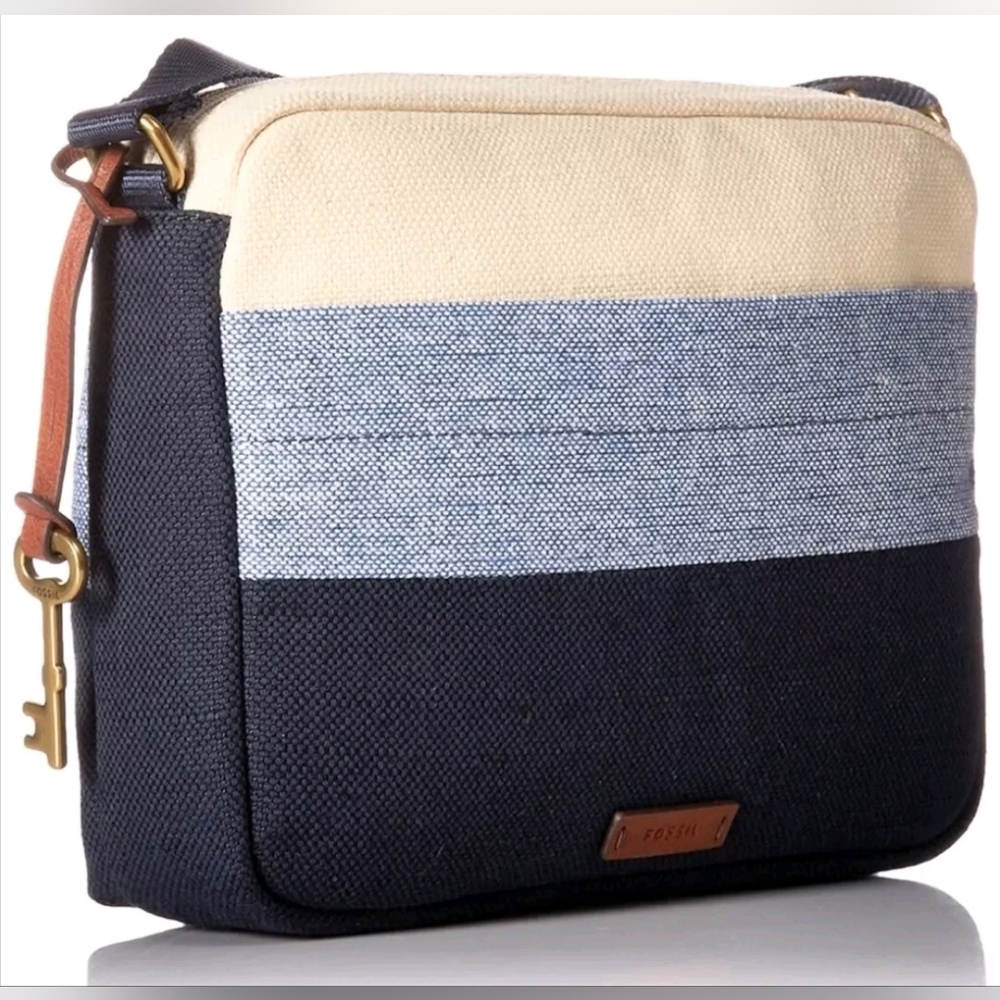 Fossil Handbag Baisley Everyday Crossbody Boho Messenger Canvas Bag Tri Color 